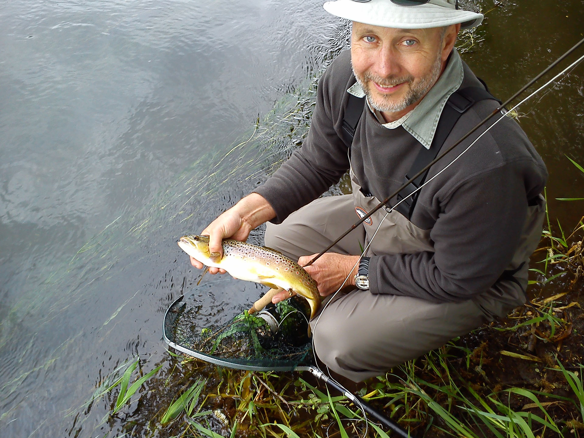 happyy with a fish